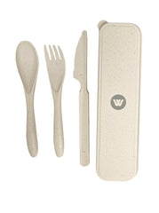 Wheat Straw Cutlery Set in Case - Beige or Blue