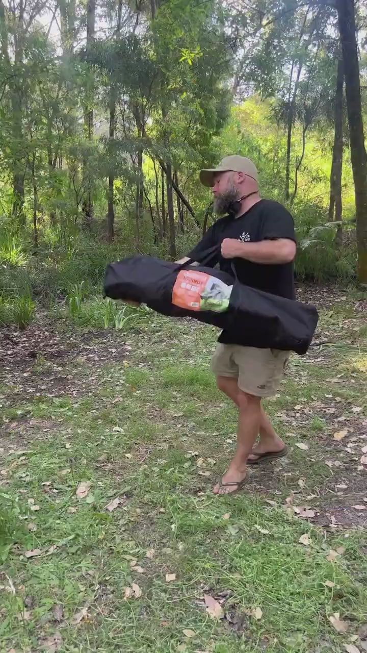 Nannup Deluxe Foldable Camp Chair, Cushioned Adjustable Lumbar Support, Wine Glass Holder, Media Storage Pocket, Zippered Storage Pocket for Carry Bag with Shoulder Strap, Weight Rated 200kg Camping and Events