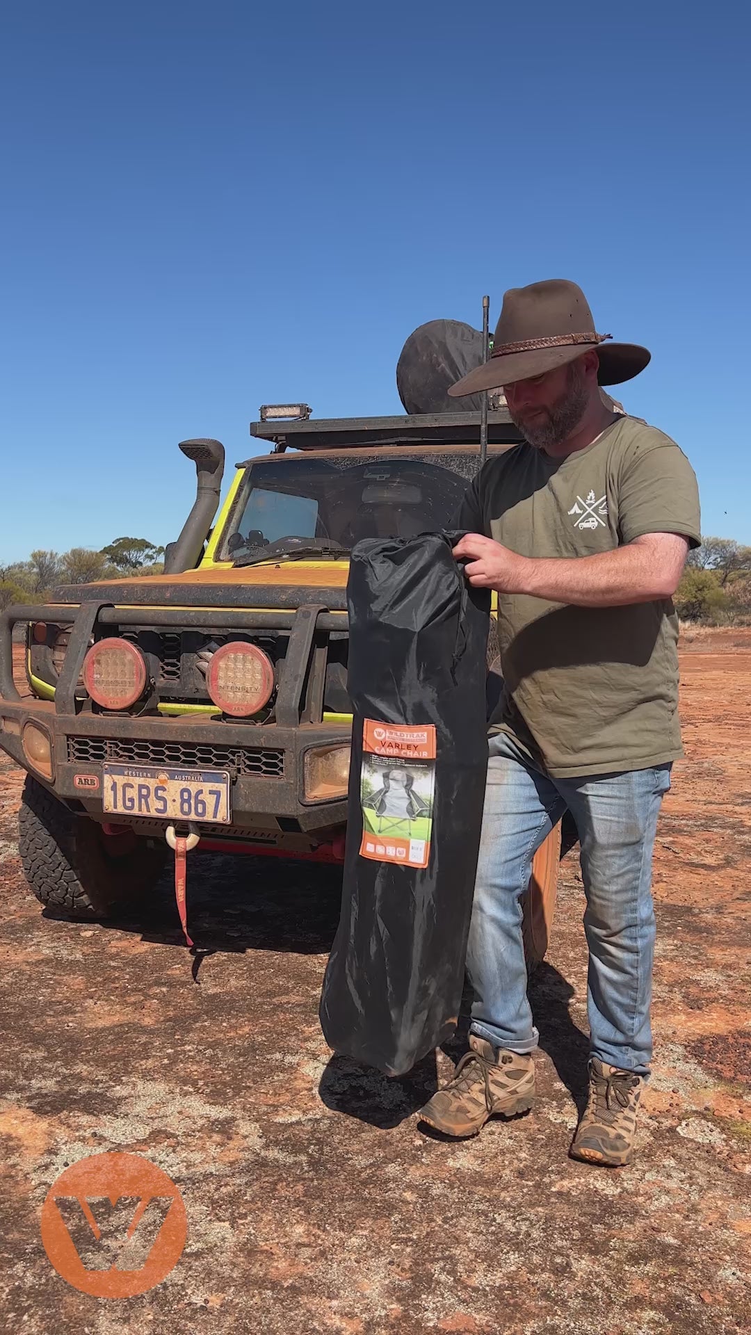 Varley Camp Chair with High-tensile Steel Frame, Cushioned Back Rest, Drink Holder, Weight Rated 136kg, Headrest Storage Pocket , Carry Bag with Shoulder Strap