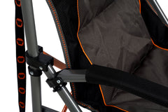 Cheynes XL Deluxe Solid Arm Camp Chair with Cushioned High Back, Wine Glass Holders, Drink Holder, Media Pocket, Self-Levelling Feet for Camping & Events, Weight Rated 200kg, Zipped Storage Pocket for Carry Bag with Shoulder Strap