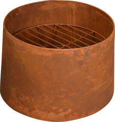 Ignite 38cm Portable Firepit Rusty Steel Effect with Mesh Grill - Ideal for Campig & Outdoor Areas