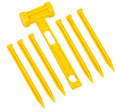 7pce Plastic Pegs and Mallet Set
