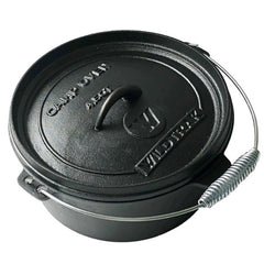 Cast Iron 4.5 Quart Heavy Duty Pre-Seasoned Round Camp Oven with Lip and Handle