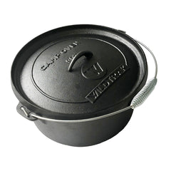 Cast Iron 9 Quart Heavy Duty Pre-Seasoned Round Camp Oven with Lip and Handle 31x16cm
