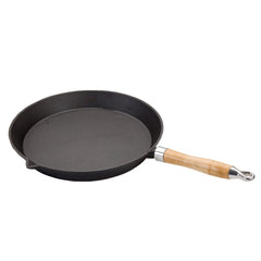 Pre-Seasoned Cast Iron Skillet/Grill Pan with Wooden Handle 29cm