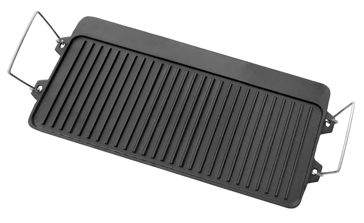Cast Iron Pre-Seasoned Reversible Griddle with Handles for 3 Burner Stove 52cm
