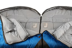 Gascoyne Twin Hooded Sleeping Bag, 5-10°C, Single or Double, Breathable Lining, Polyester Ripstop Outer, Auto Lock Zips, Sewn-in Storage Pocket, Hanging Loop, Storage Bag, 90x230cm