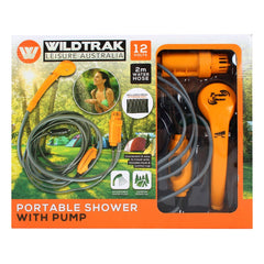 12V Portable Camp Shower, 2m Hose, Adjustable Flow