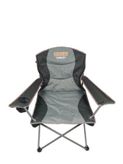 Varley Camp Chair with High-tensile Steel Frame, Cushioned Back Rest, Drink Holder, Weight Rated 136kg, Headrest Storage Pocket , Carry Bag with Shoulder Strap