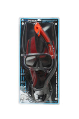 Abrolhos Adult Silicon Mask, Fin and Snorkel Set - Red