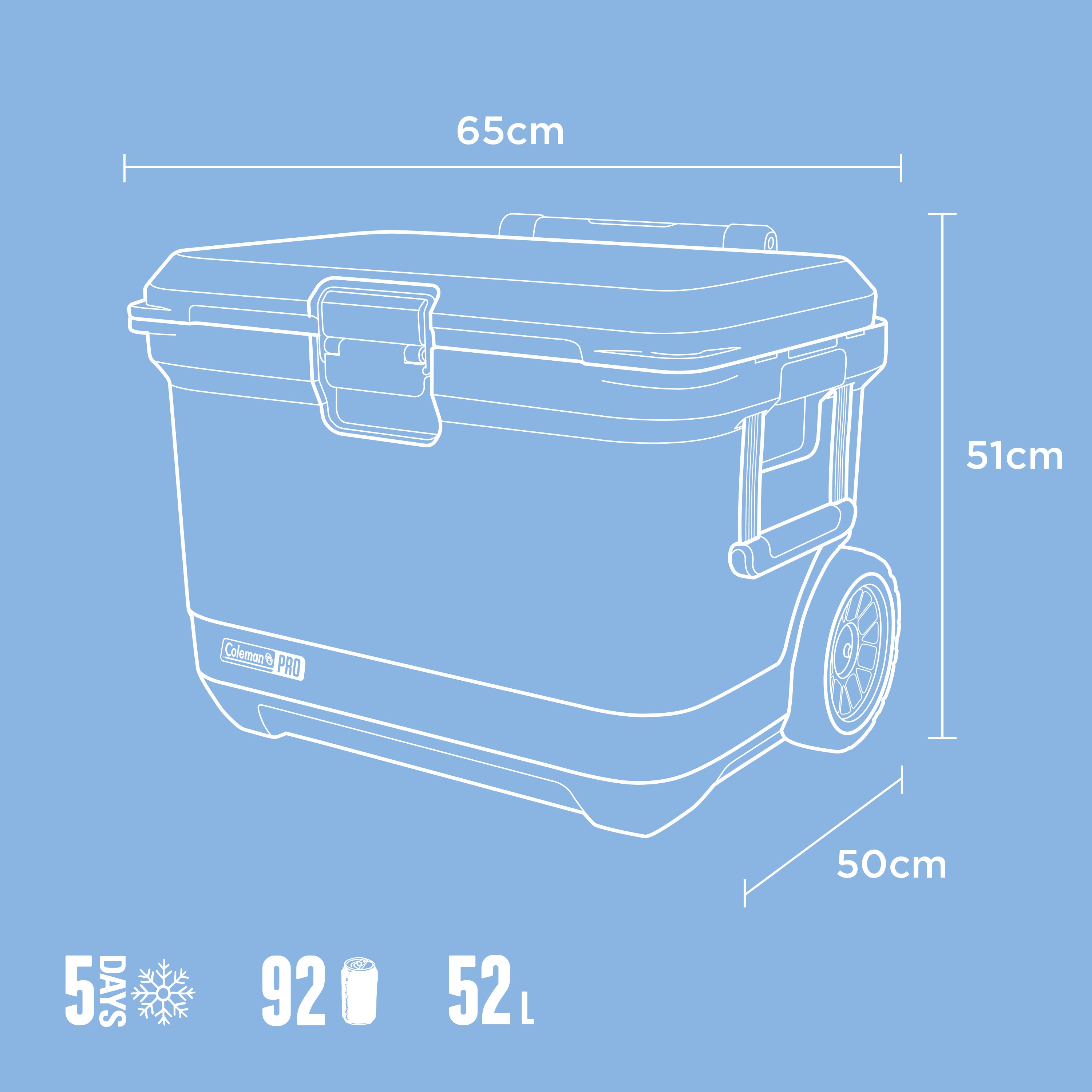 Cooler Pro 52L Wheeled - Blue Sky