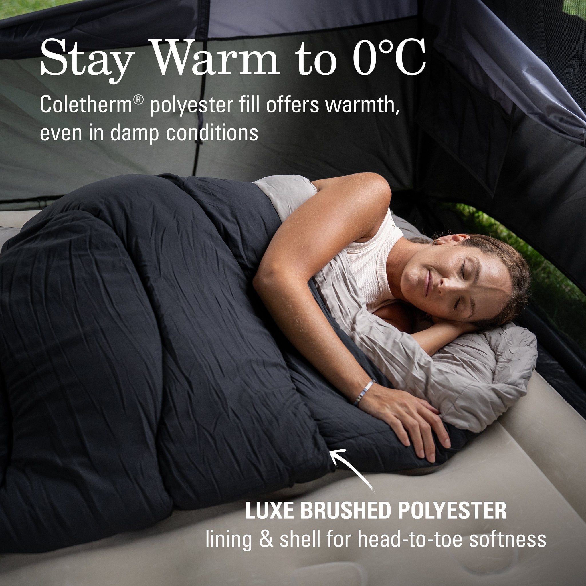 Coleman Mudgee C-0 Tall Warm Hooded Sleeping Bag, 0°C Rated