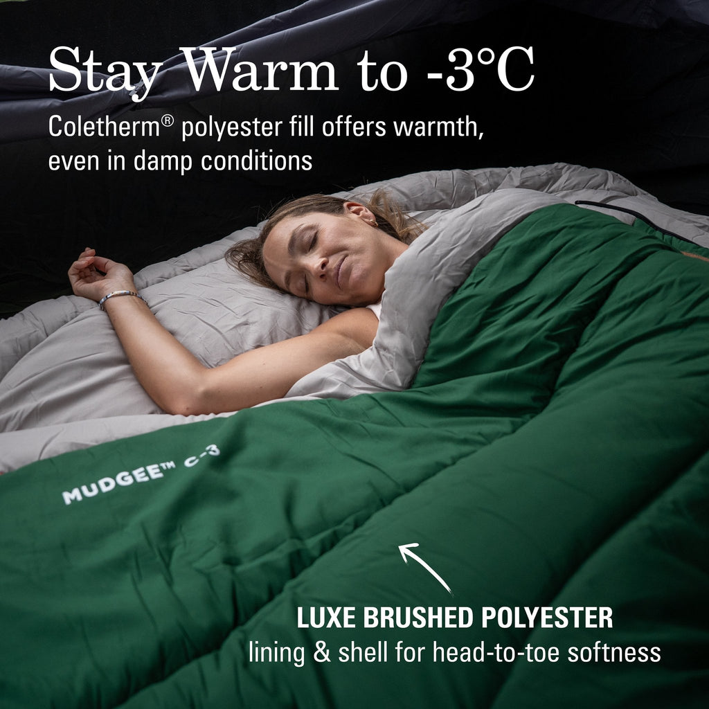 Coleman Mudgee C-3 Warm Hooded Double Sleeping Bag, -3°C Rated