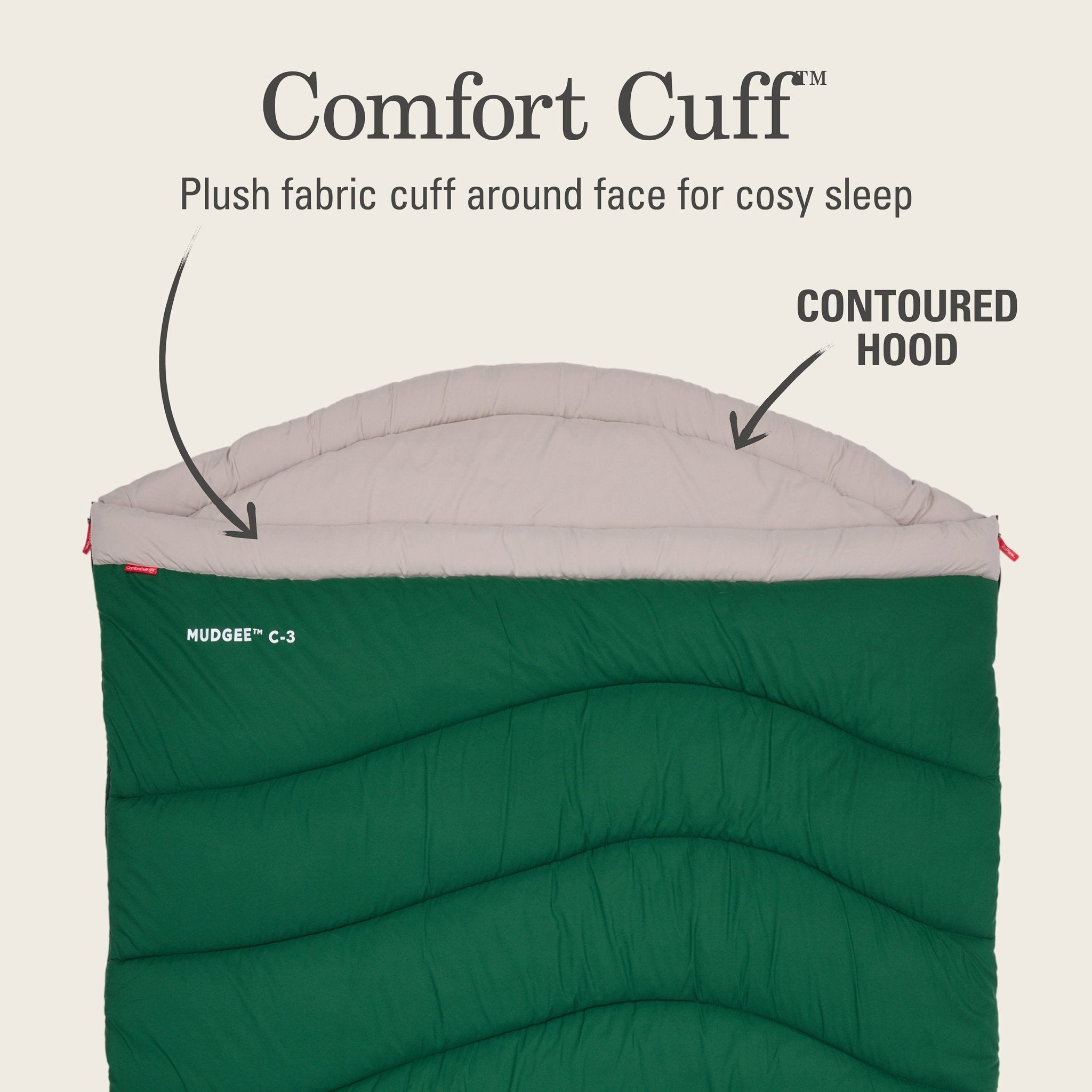 Coleman Mudgee C-3 Warm Hooded Double Sleeping Bag, -3°C Rated