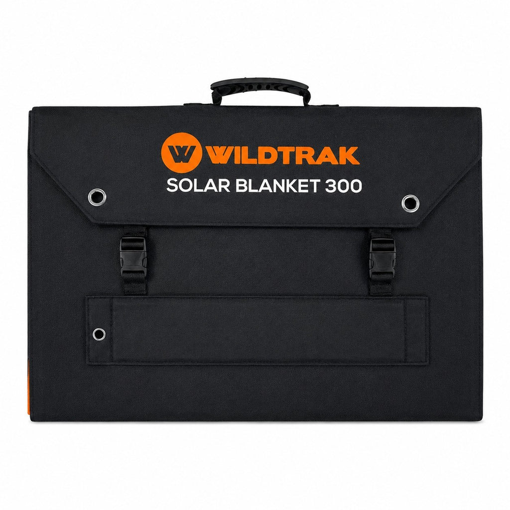 Wildtrak 300W Folding Solar Blanket A-Grade with ETFE Coating, Built in Stand, & Carry Bag