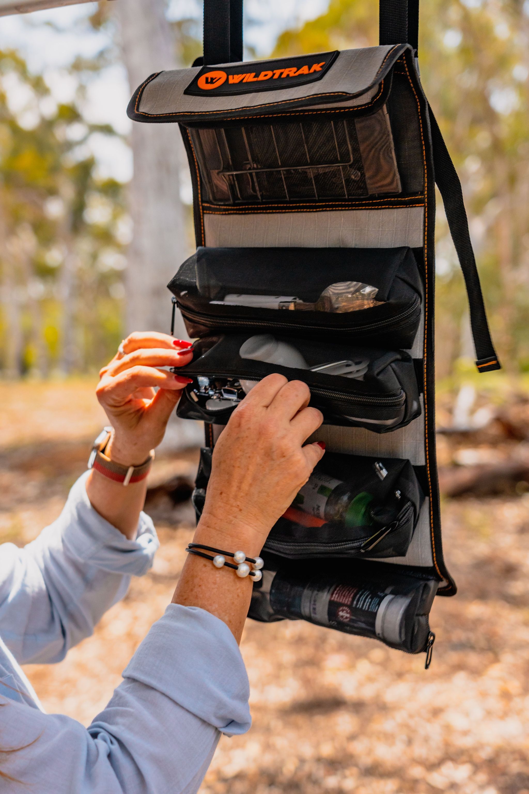 Wildtrak Hangable Camping Storage Organiser Utility Roll for Toiletri Wildtrak Leisure Australia