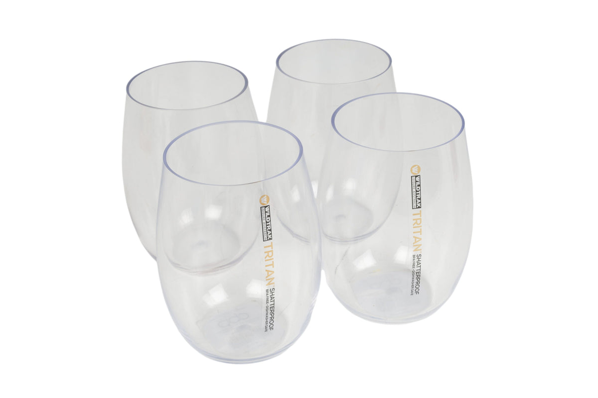 Stemless Wine Glasses 444ml, 4 Pack, Tritan Shatter-Proof Plastic, BPA Free & Lightweight