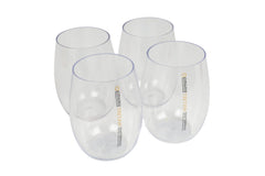 Stemless Wine Glasses 444ml, 4 Pack, Tritan Shatter-Proof Plastic, BPA Free & Lightweight
