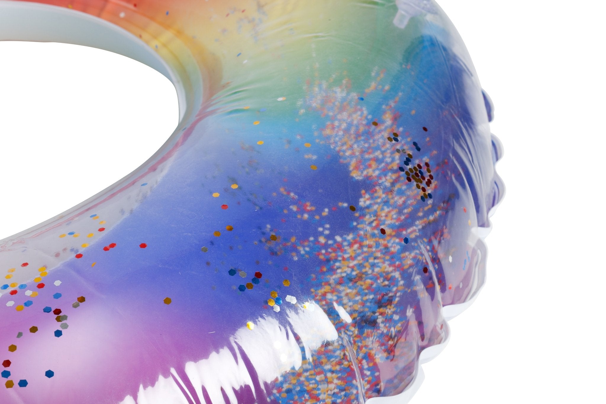 Large Inflatable Swim Ring Rainbow Glitter 78cm