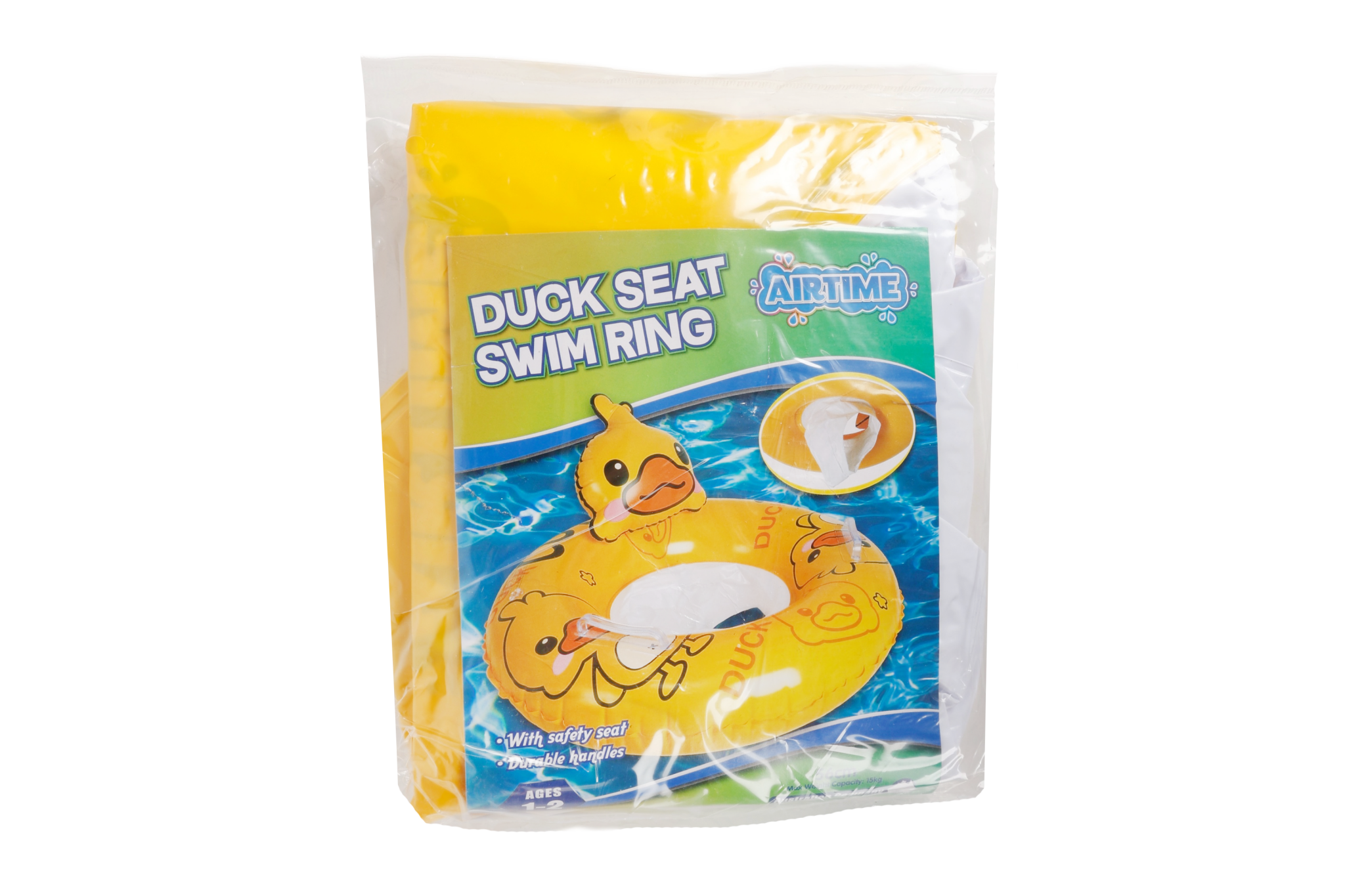 Kids Inflatable Duck Swim Ring with Seat 56cm - Ages 1-2yrs