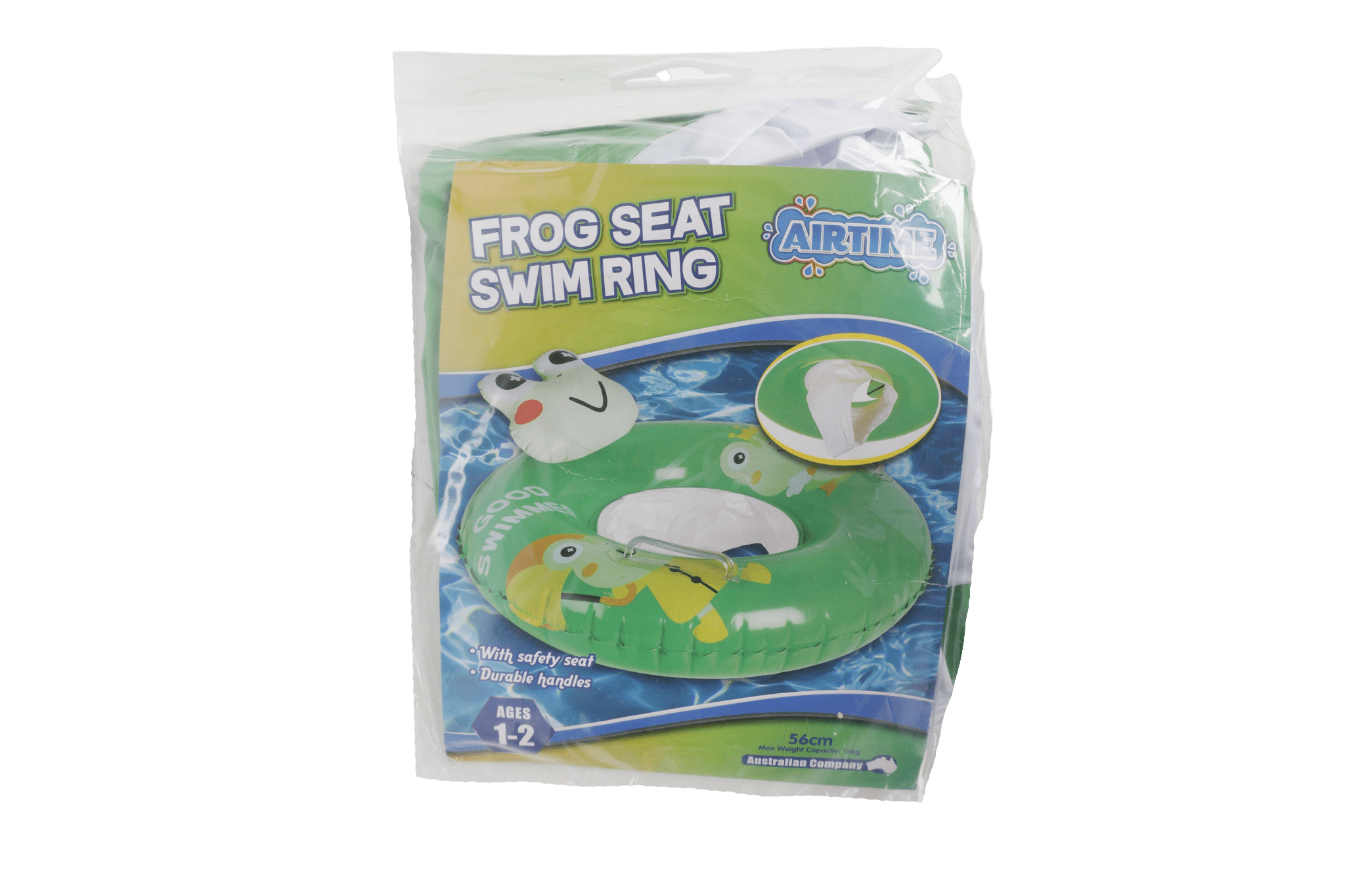 Kids Inflatable Frog Swim Ring with Seat 56cm - Ages 1-2yrs