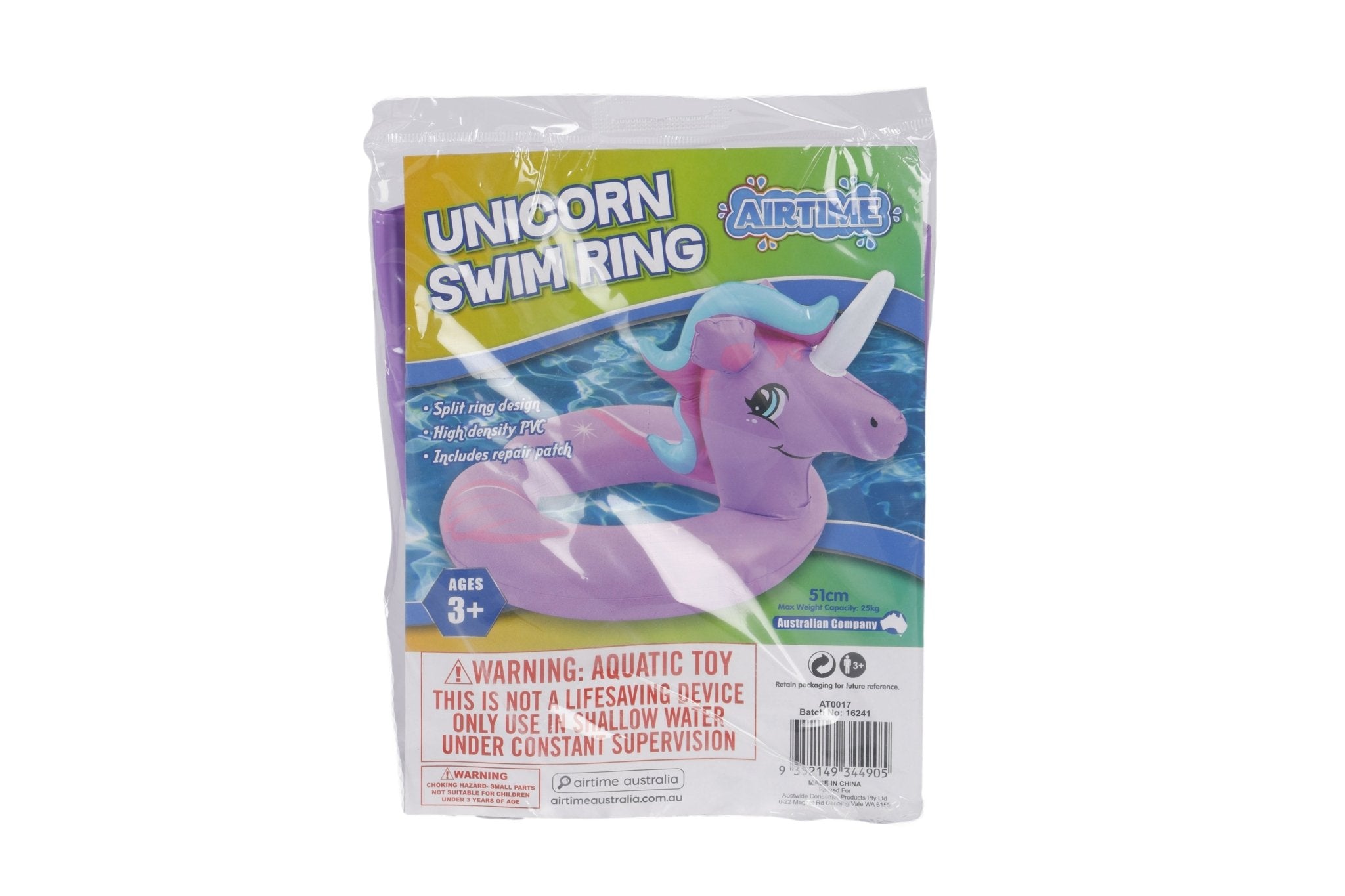 Inflatable Pink Unicorn Split Swim Ring 51cm - Ages 3+