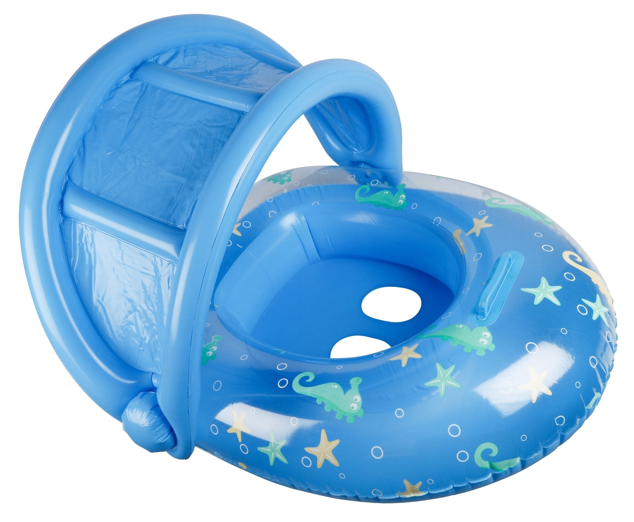 Inflatable Sealife Baby Float with Canopy Blue 90x76cm - Age 1-2yrs
