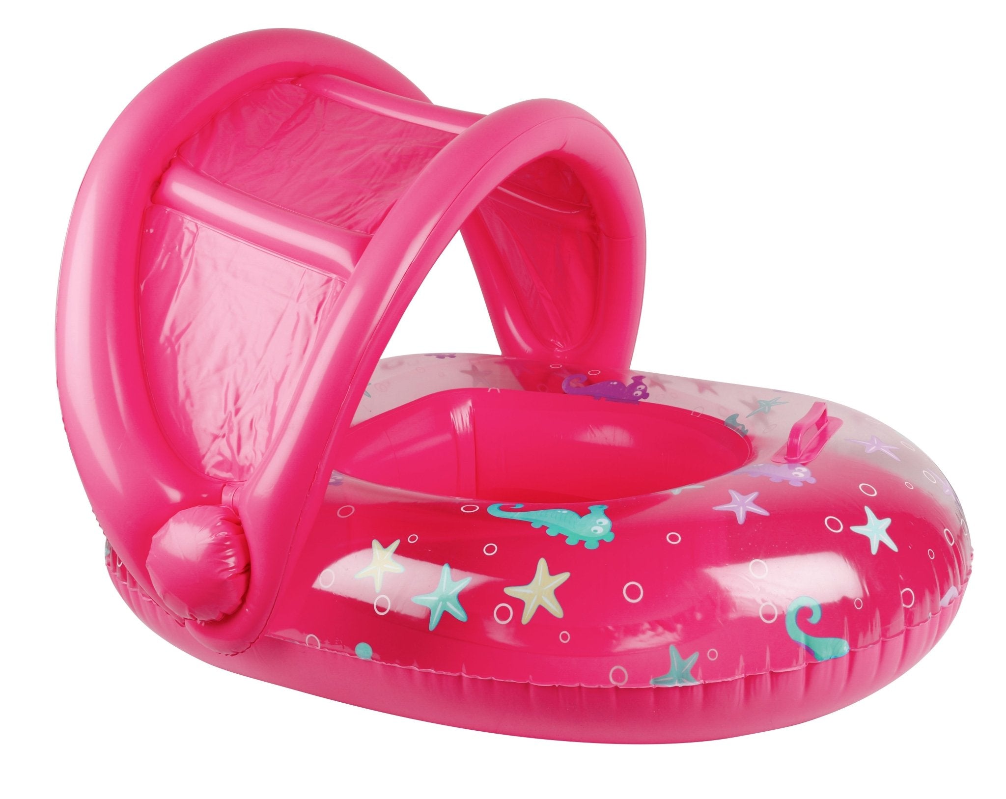 Inflatable Sealife Baby Float with Canopy Pink 90x76cm - Age 1-2yrs