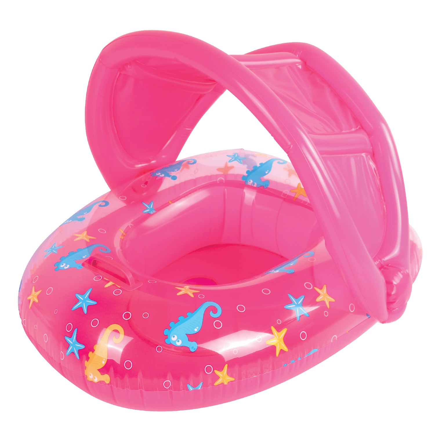 Inflatable Sealife Baby Float with Canopy Pink 90x76cm - Age 1-2yrs