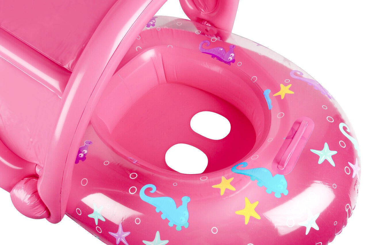 Inflatable Sealife Baby Float with Canopy Pink 90x76cm - Age 1-2yrs