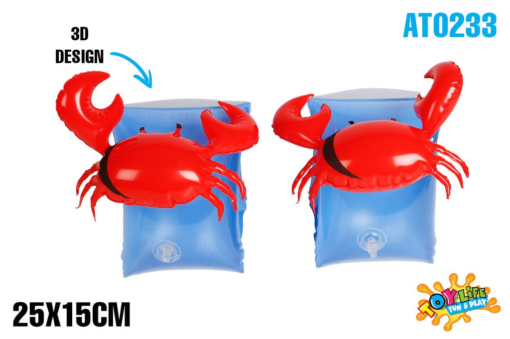 Inflatable 3D Crab Design Armbands Set of 2 - Age 3-6yrs  25x15cm