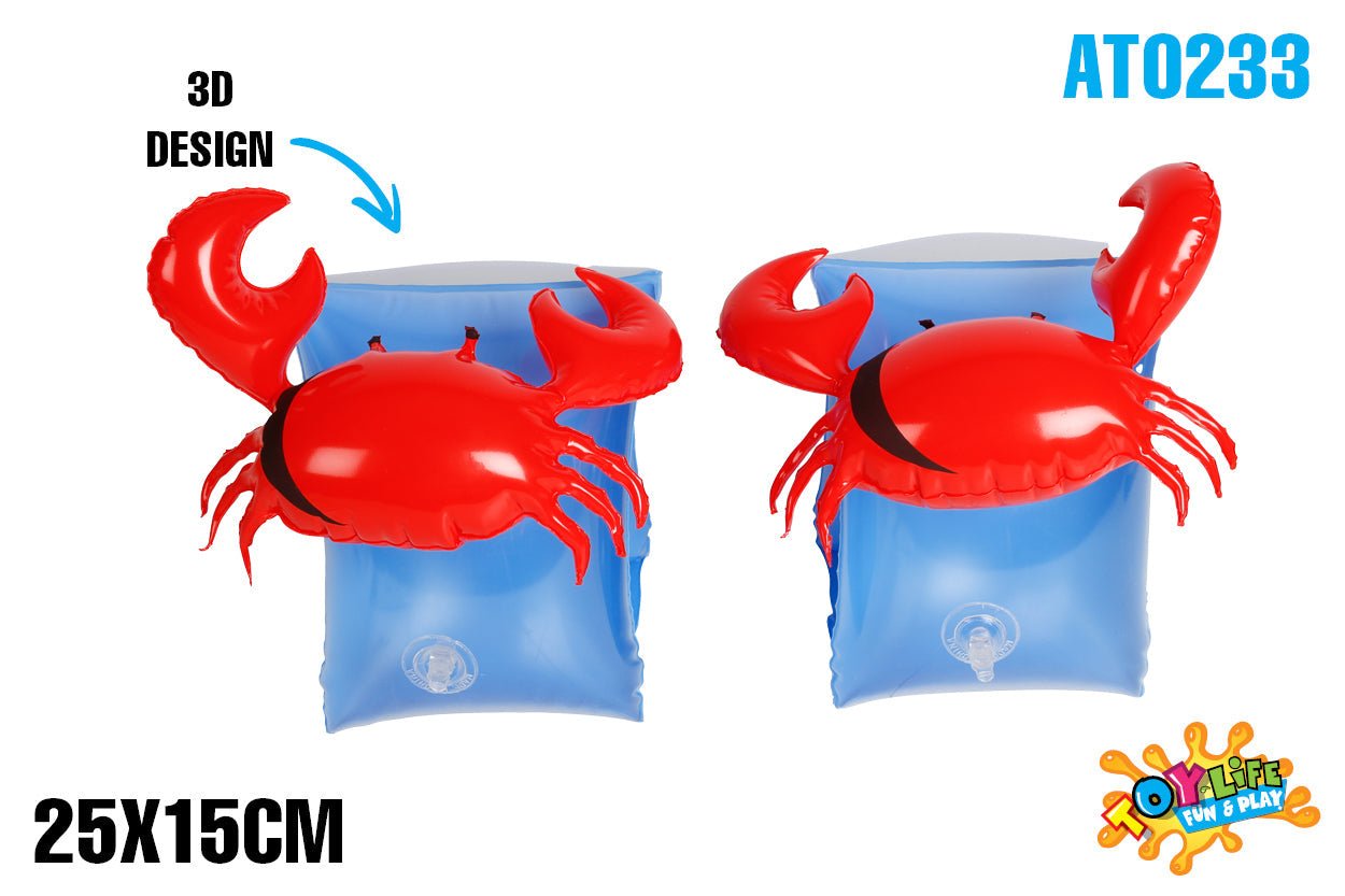 Inflatable 3D Crab Design Armbands Set of 2 - Age 3-6yrs  25x15cm