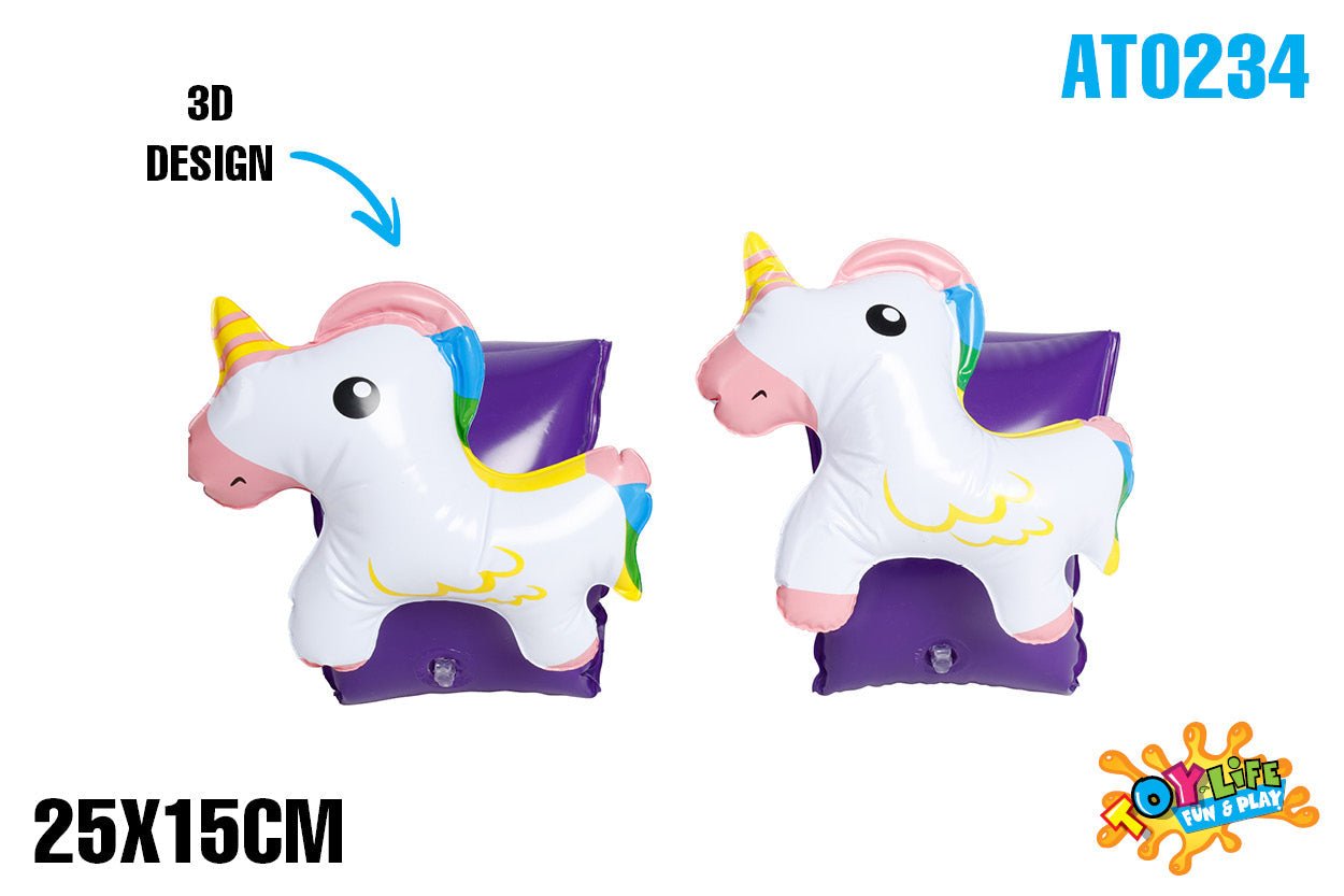 Inflatable 3D Unicorn Design Armbands Set of 2 - Ages 3-6yrs 25x15cm