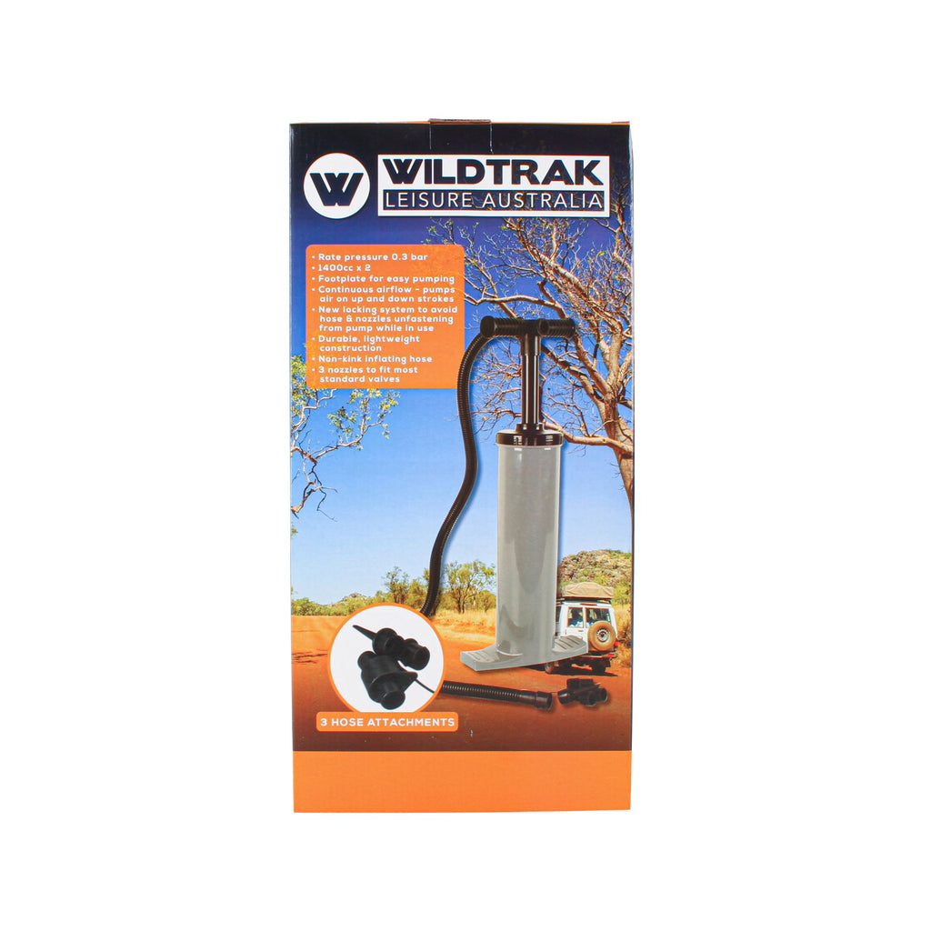 Wildtrak Double Action Manual Hand Pump 38CM, 2 x 1400cc Air Capacity