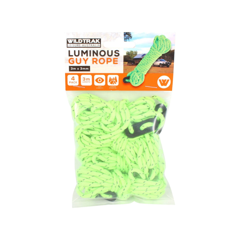 Wildtrak 4 Pack Luminous Guy Rope, 3m length