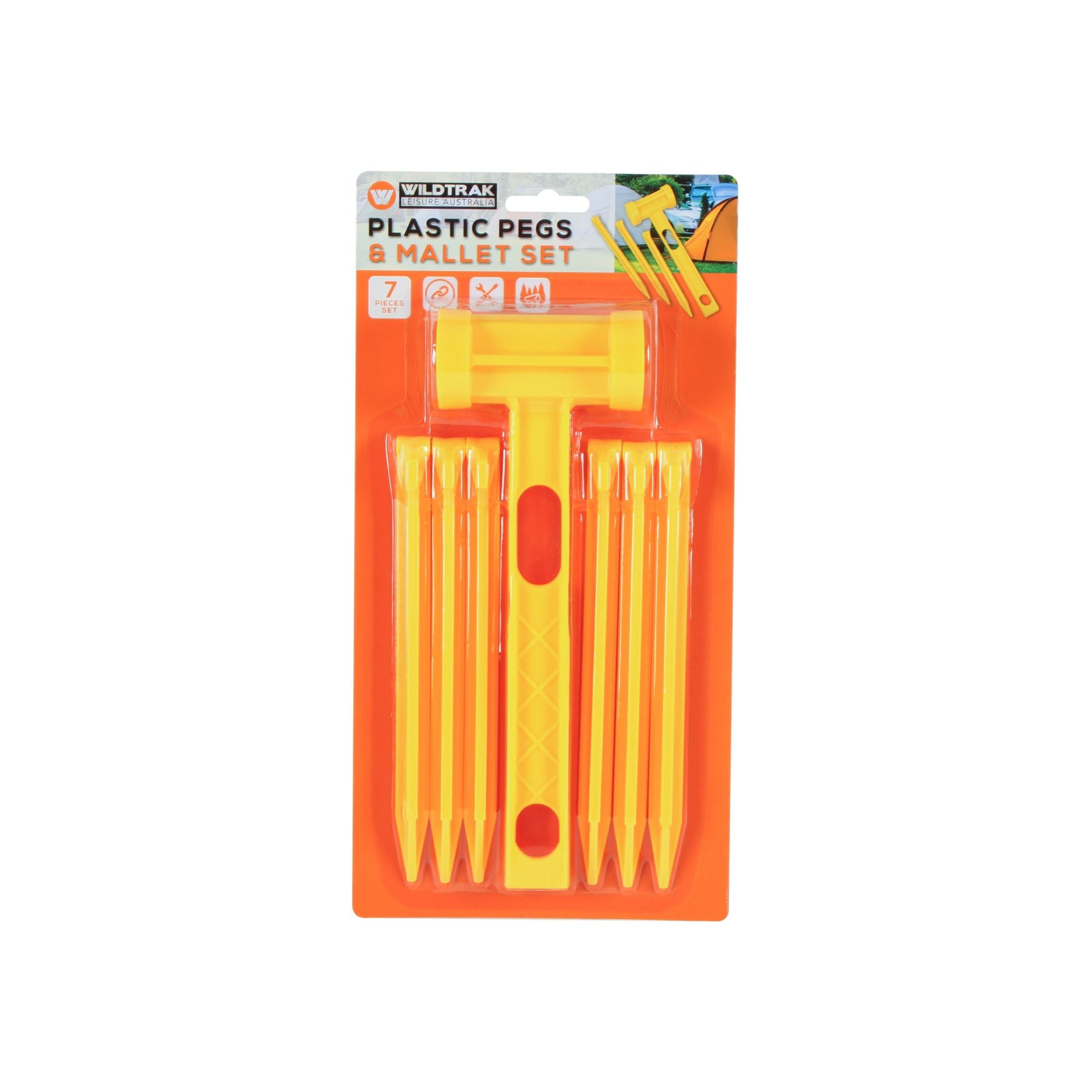 Wildtrak 7pc Plastic Pegs and Mallet Set