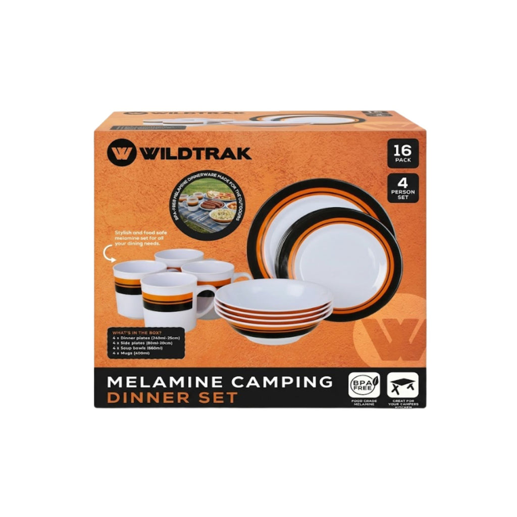 Wildtrak 16 Piece Melamine Camping Picnicking Dinner Set, BPA Free