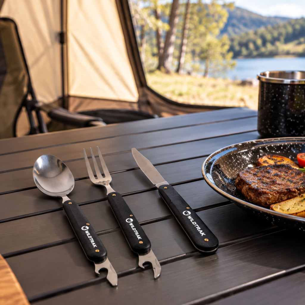 Wildtrak 3 Piece Foldable Cutlery Set with Pouch