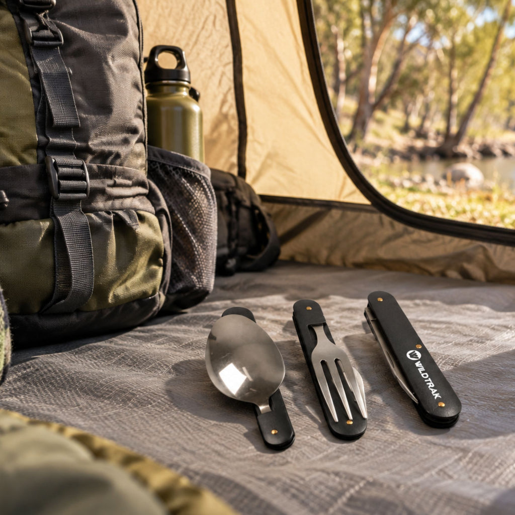 Wildtrak 3 Piece Foldable Cutlery Set with Pouch