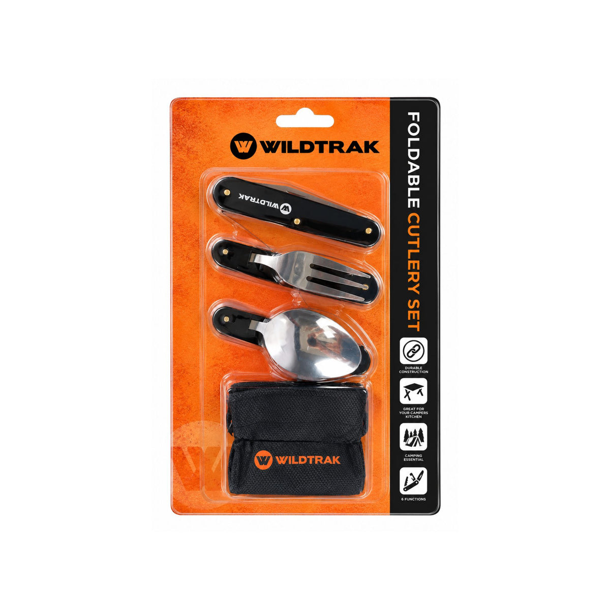 Wildtrak 3 Piece Foldable Cutlery Set with Pouch