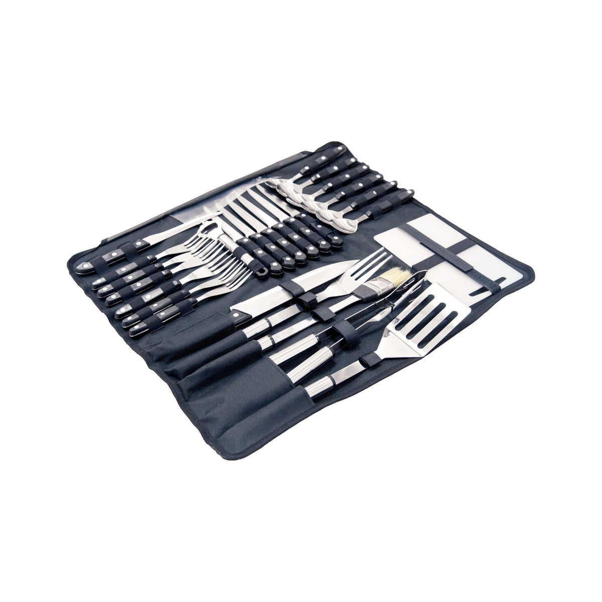 Wildtrak 26 Pcs Stainless Steel Cutlery and BBQ Set in Canvas Wrap with Handles