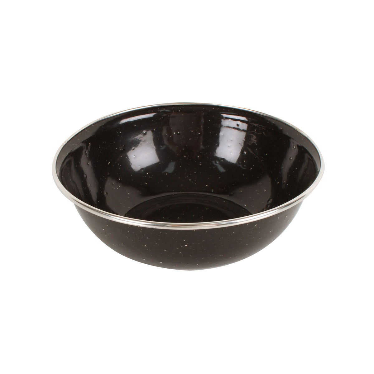 Wildtrak Premium Black Speckled Enamel Bowl with Stainless Steel Rim 15cm