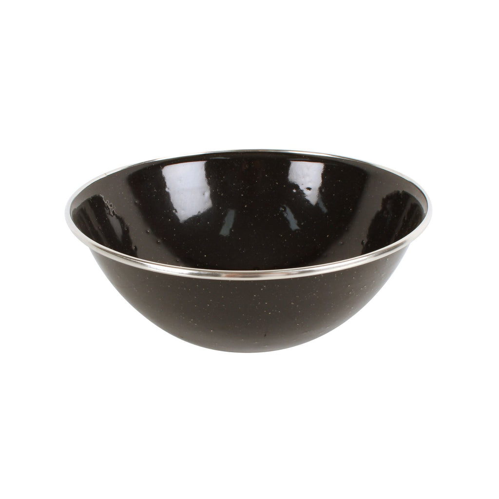 Wildtrak Premium Black Speckled Jumbo Enamel Bowl with Stainless Steel Rim 19cm