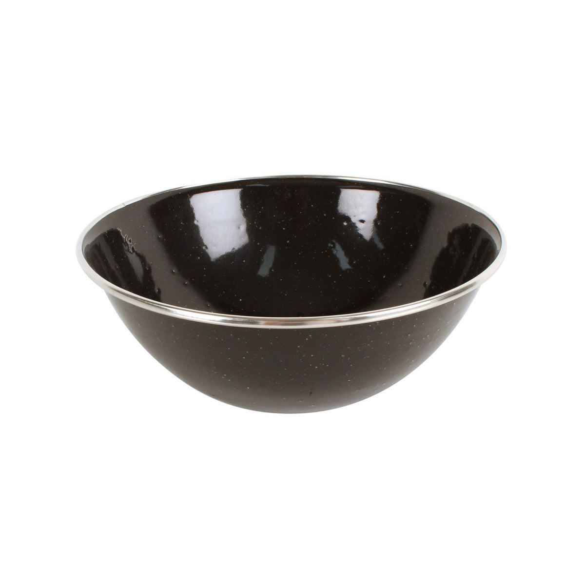 Wildtrak Premium Black Speckled Jumbo Enamel Bowl with Stainless Steel Rim 19cm