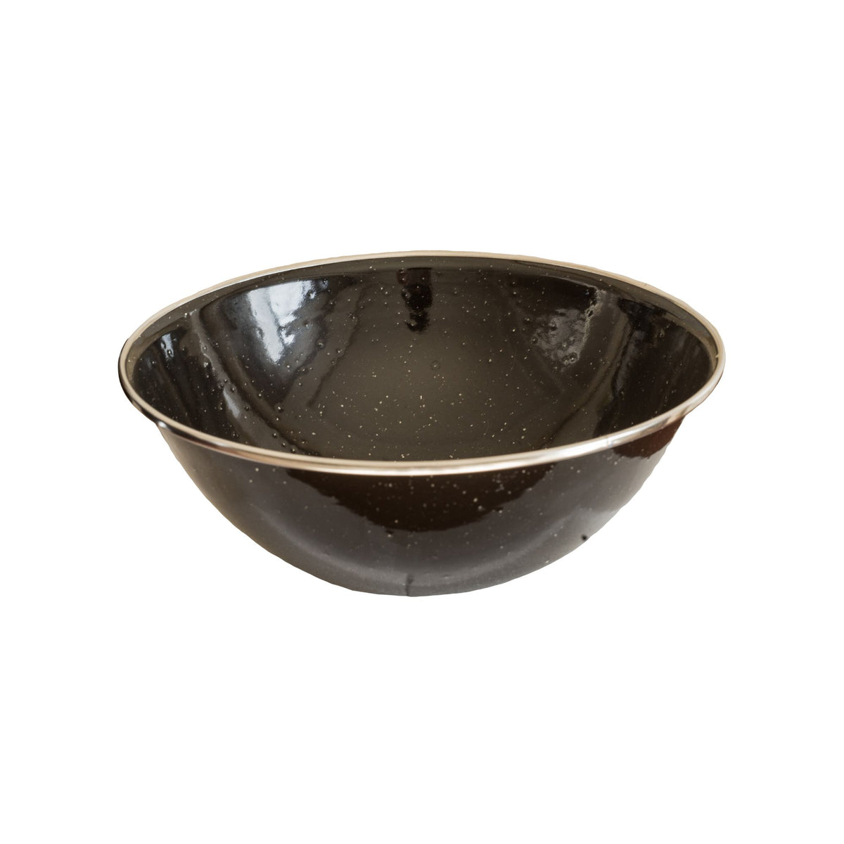 Wildtrak Premium Black Speckled Jumbo Enamel Bowl with Stainless Steel Rim 19cm