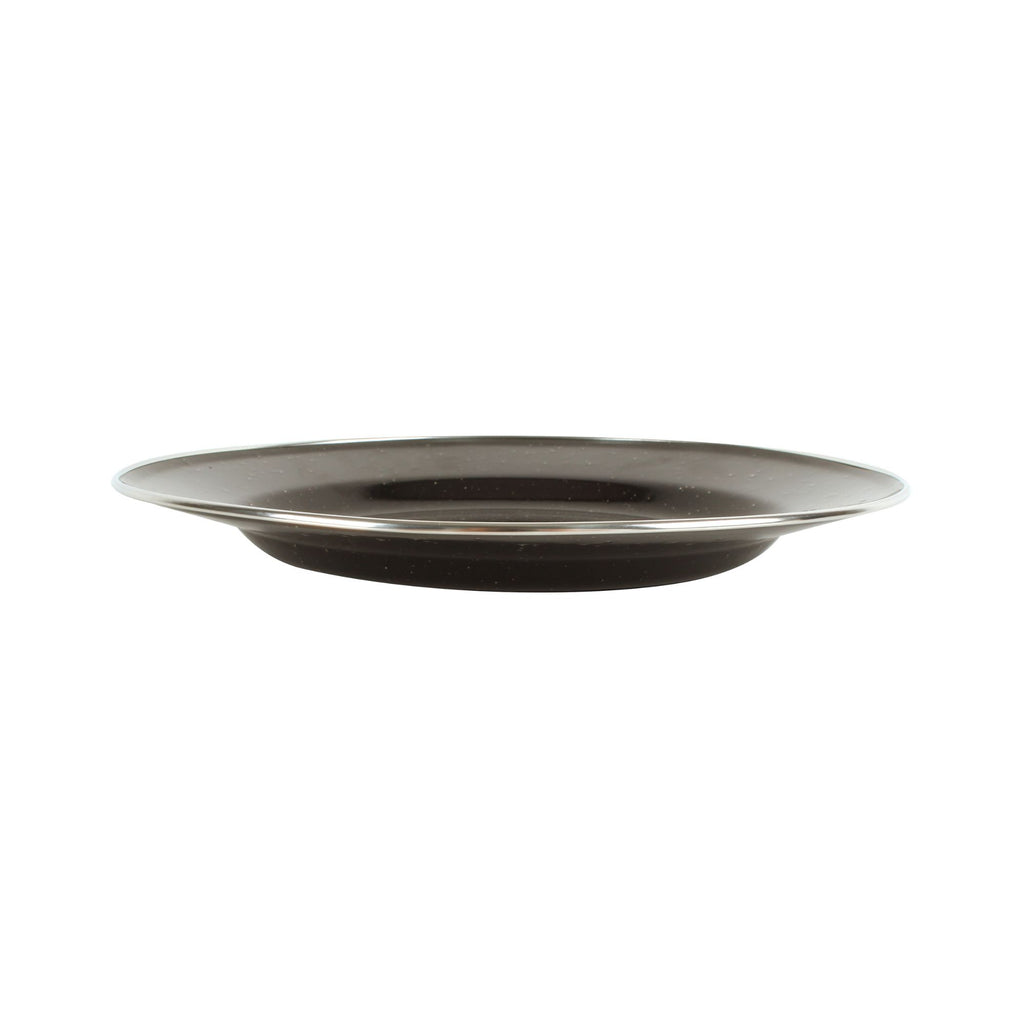 Wildtrak Premium Black Speckled Enamel Plate with Stainless Steel Rim 26cm