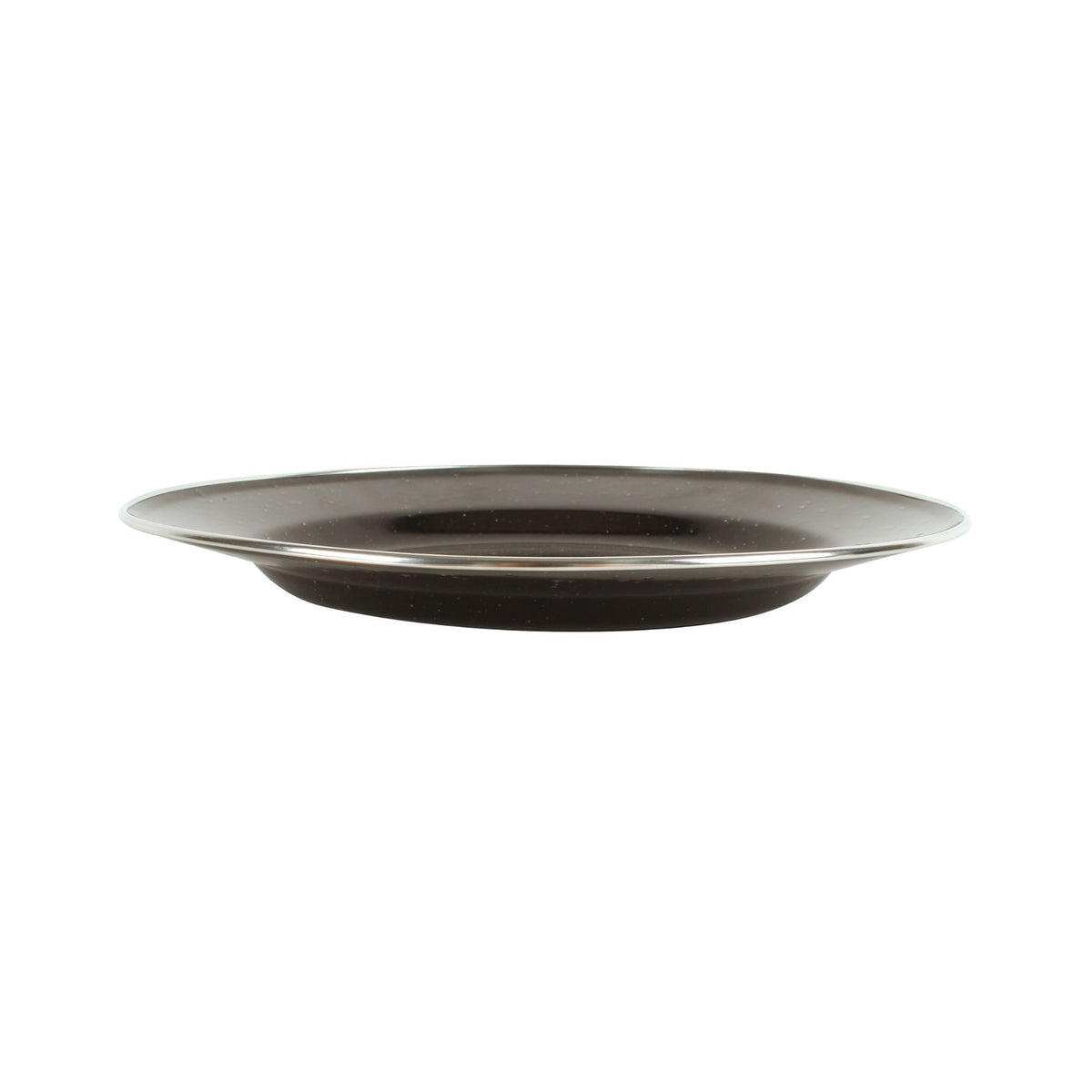 Wildtrak Premium Black Speckled Enamel Plate with Stainless Steel Rim 26cm