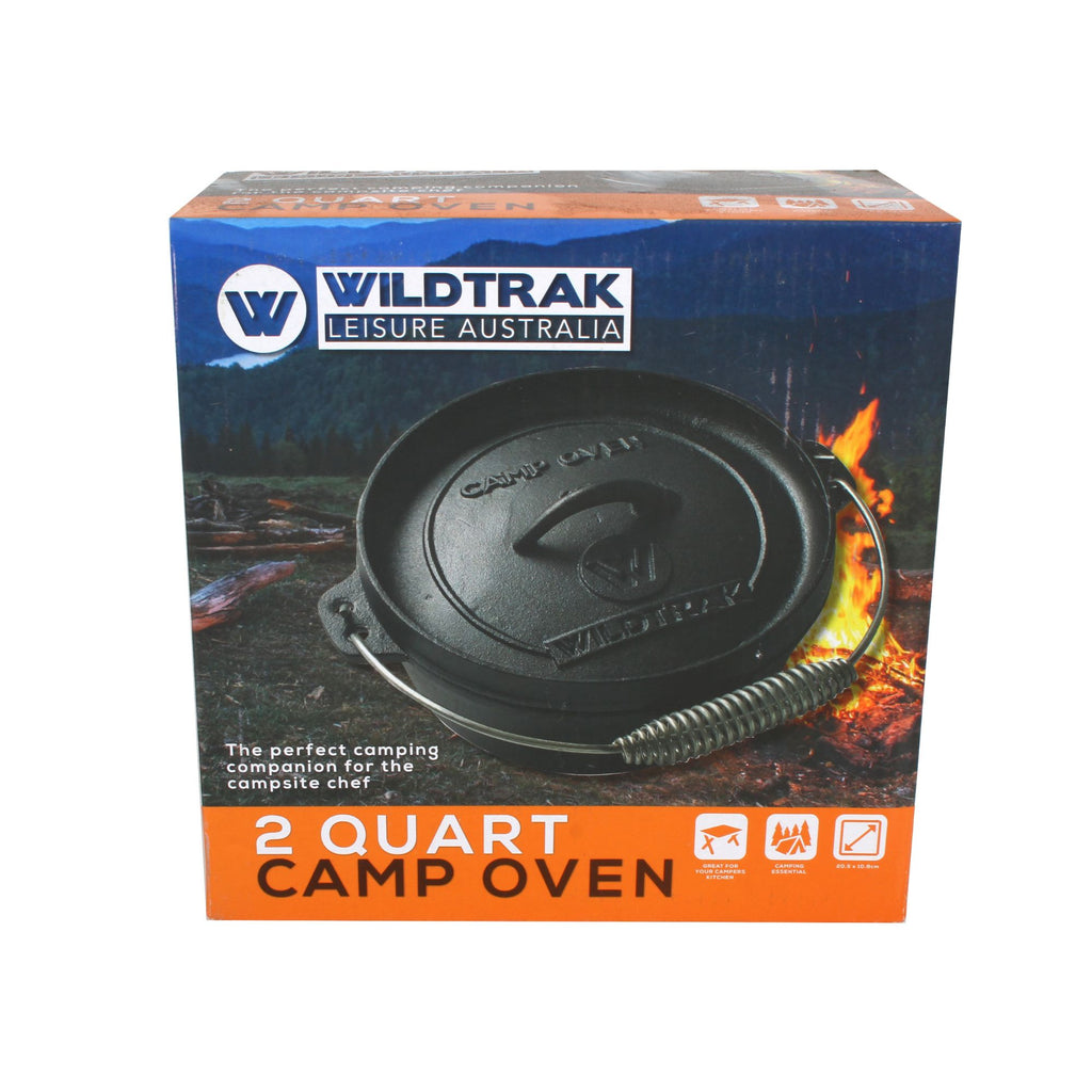 Wildtrak 2 Quart Heavy-duty Round Camp Oven with Lip and Handle, Pre-Seasoned