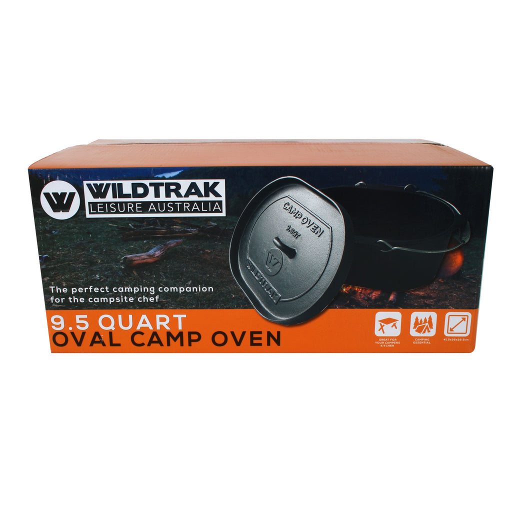 Wildtrak 9.5 Quart Cast-Iron Pre-Seasoned Oval Camp Oven with Lip and Handle