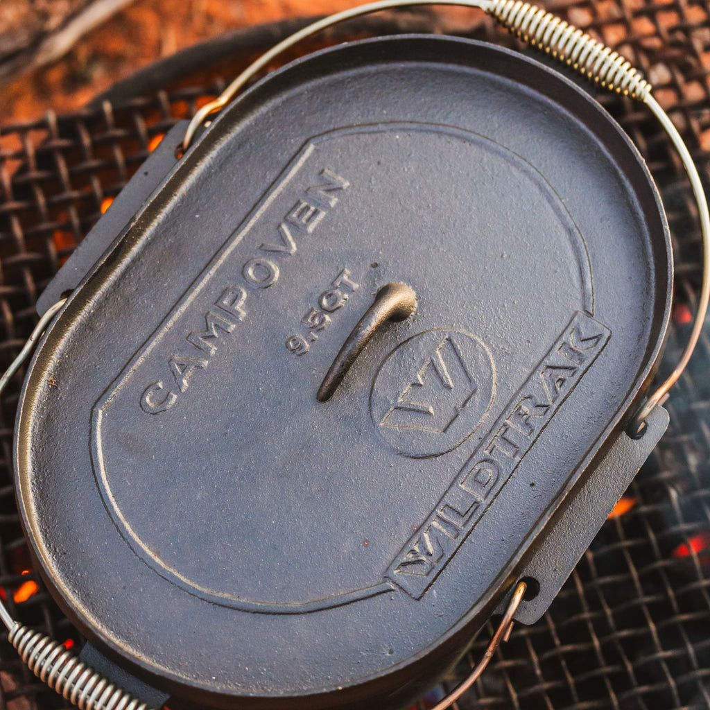 Wildtrak 9.5 Quart Cast-Iron Pre-Seasoned Oval Camp Oven with Lip and Handle